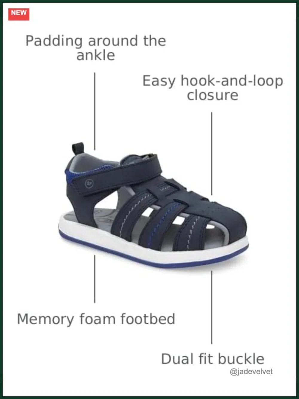 Boys Fisherman Sandals with Memory Foam Footbed